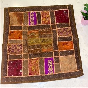 Authentic Pakistani Embroidered Handmade Floor Cushion Cover - Brown